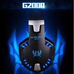 KOTION EACH G2000 Cuffie da gioco over-ear Cuffie da gioco Archetto con microfono Bassi stereo Luce LED per giocatori PC, Lunghezza cavo: circa 2,2 m (bianco + rosso), G2000