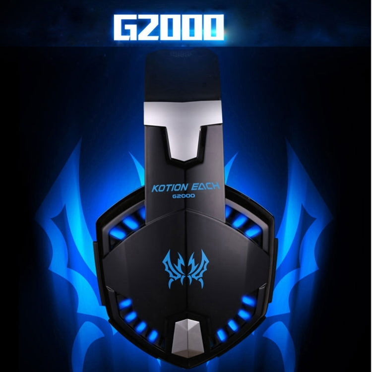 KOTION EACH G2000 Cuffie da gioco over-ear Cuffie da gioco Archetto con microfono Bassi stereo Luce LED per giocatori PC, Lunghezza cavo: circa 2,2 m (bianco + rosso), G2000