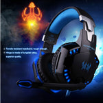 KOTION EACH G2000 Cuffie da gioco over-ear Cuffie da gioco Archetto con microfono Bassi stereo Luce LED per giocatori PC, Lunghezza cavo: circa 2,2 m (bianco + rosso), G2000