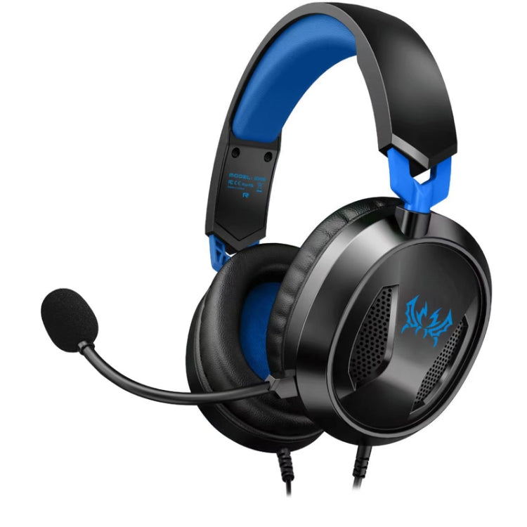 KOTION EACH G3100 Funzione di vibrazione Cuffie da gioco professionali Cuffie da gioco con microfono Bassi stereo Luce LED per PC Gamer, Lunghezza cavo: circa 2,4 m (blu + bianco), G3100