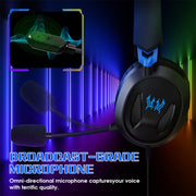 KOTION EACH G3100 Funzione di vibrazione Cuffie da gioco professionali Cuffie da gioco con microfono Bassi stereo Luce LED per PC Gamer, Lunghezza cavo: circa 2,4 m (blu + bianco), G3100