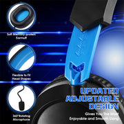 KOTION EACH G3100 Funzione di vibrazione Cuffie da gioco professionali Cuffie da gioco con microfono Bassi stereo Luce LED per PC Gamer, Lunghezza cavo: circa 2,4 m (blu + bianco), G3100
