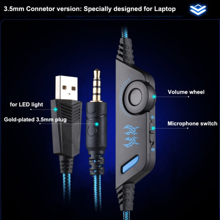 KOTION EACH G9000 Cuffie da gioco da 3,5 mm Cuffie con microfono Fascia per capelli con luce LED per laptop/tablet/telefoni cellulari, Lunghezza cavo: circa 2,2 m, G9000