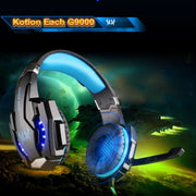 KOTION EACH G9000 Cuffie da gioco da 3,5 mm Cuffie con microfono Fascia per capelli con luce LED per laptop/tablet/telefoni cellulari, Lunghezza cavo: circa 2,2 m, G9000