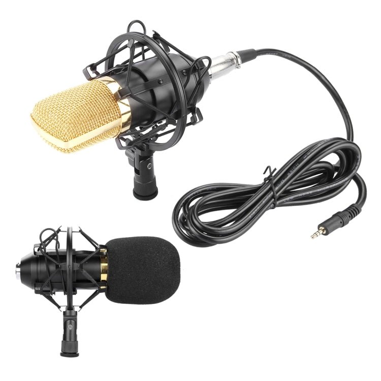 FIFINE F-700 Professional Condenser Audio Recording Microphone with Shock Mount for Studio Radio Broadcasting and Live Broadcasting, 3.5mm Earphone Port, Cable Length: 2.5m