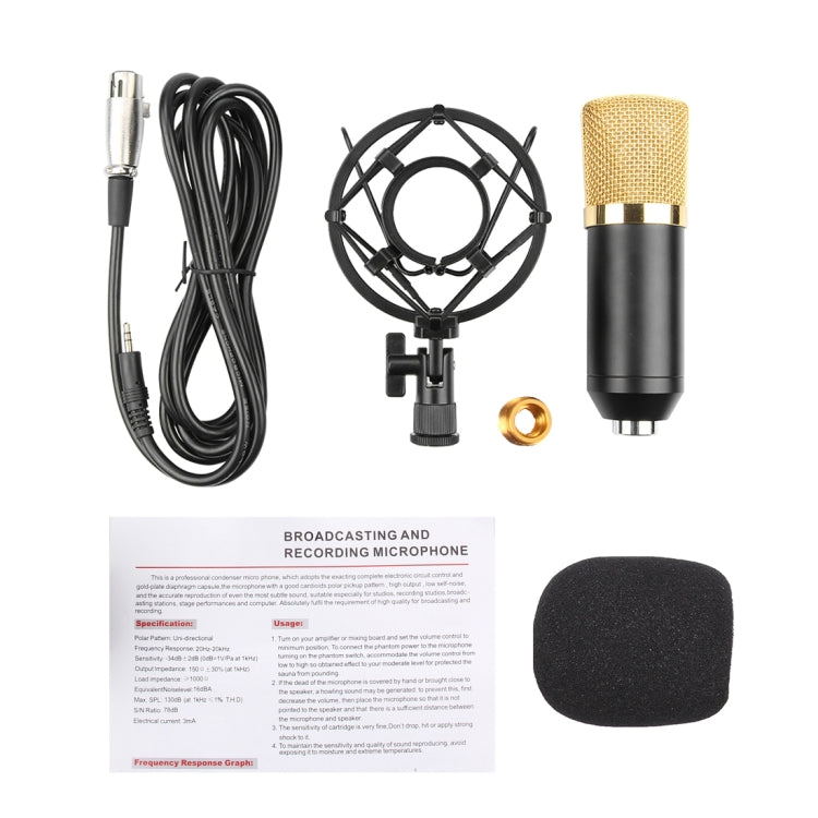 FIFINE F-700 Professional Condenser Audio Recording Microphone with Shock Mount for Studio Radio Broadcasting and Live Broadcasting, 3.5mm Earphone Port, Cable Length: 2.5m