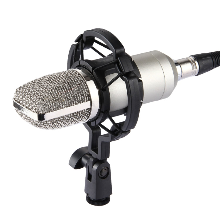 FIFINE F-700 Professional Condenser Audio Recording Microphone with Shock Mount for Studio Radio Broadcasting and Live Broadcasting, 3.5mm Earphone Port, Cable Length: 2.5m