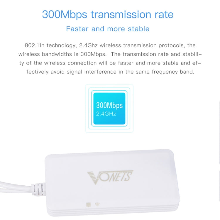 VONETS VAP11G-500S CPE ad alta potenza 20dbm Mini WiFi 300Mbps Bridge Ripetitore WiFi Ripetitore di segnale, Wireless esterno punto a punto, Nessun ostacolo, VAP11G-500