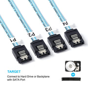 Cavo raid per server dati Mini SAS SFF-8643 da host a 7 pin 4 SATA target disco rigido 6 Gbps, lunghezza: 1 m, SFF-8643 (Length: 1m)