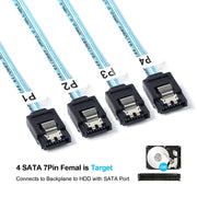Cavo dati da Mini SAS (SFF-8087) a 4 x SATA 7 pin femmina Forward Breakout da 6 Gbps, lunghezza: 50 cm, SFF-8087 (Length: 50cm)