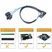 Cavo dati da Mini SAS (SFF-8087) a 4 x SATA 7 pin femmina Forward Breakout da 6 Gbps, lunghezza: 50 cm, SFF-8087 (Length: 50cm)