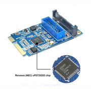 Scheda di espansione per PC desktop anteriore da 19 pin MINI PCI-E a USB 3.0, 19 Pin Power