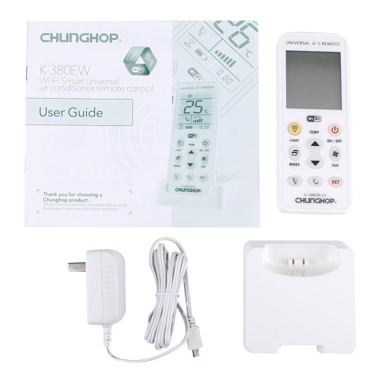 CHUNGHOP K-380EW WiFi Smart Universale LCD Telecomando per climatizzatore con supporto, supporto rete 2G / 3G / 4G / WiFi