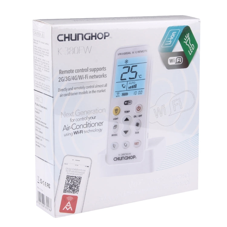 CHUNGHOP K-380EW WiFi Smart Universale LCD Telecomando per climatizzatore con supporto, supporto rete 2G / 3G / 4G / WiFi