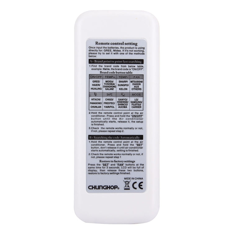 Universal LCD Remote Control for CHUNGHOP K-630E Air Conditioner, K-630E