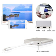 Adattatore 3 in 1 da 8 pin a HDMI/VGA/audio