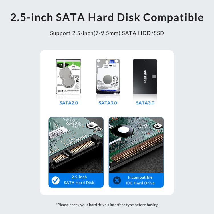 ORICO 2577U3 Grid Texture Design Scatola per disco rigido USB 3.0 in ABS da 2,5 pollici, 2577U3-V1