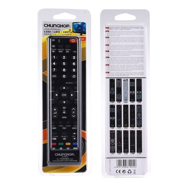 Telecomando universale CHUNGHOP E-T919 per TV LED TOSHIBA / TV LCD / HDTV / 3DTV, for TOSHIBA TV