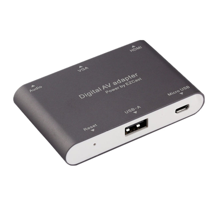 P27 Cover in metallo Convertitore da micro USB a HDMI + VGA HDTV Adattatore AV digitale, alimentazione tramite EZCast, supporto sistema iOS/Android/Windows