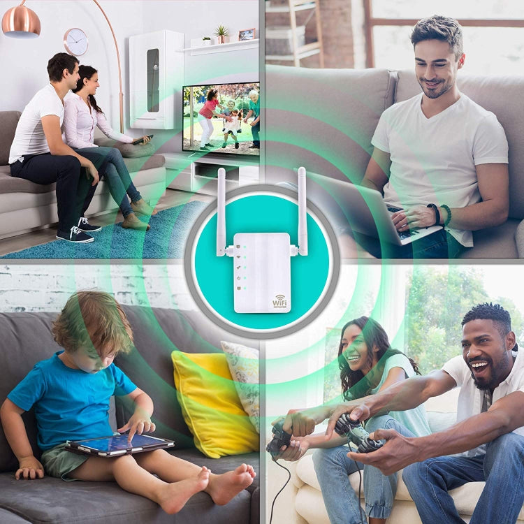 Router di rete ripetitore di segnale ripetitore WiFi Wireless-N da 300 Mbps con 2 antenne esterne, spina europea, 2 External Antenna (White), 2 External Antenna (Black)