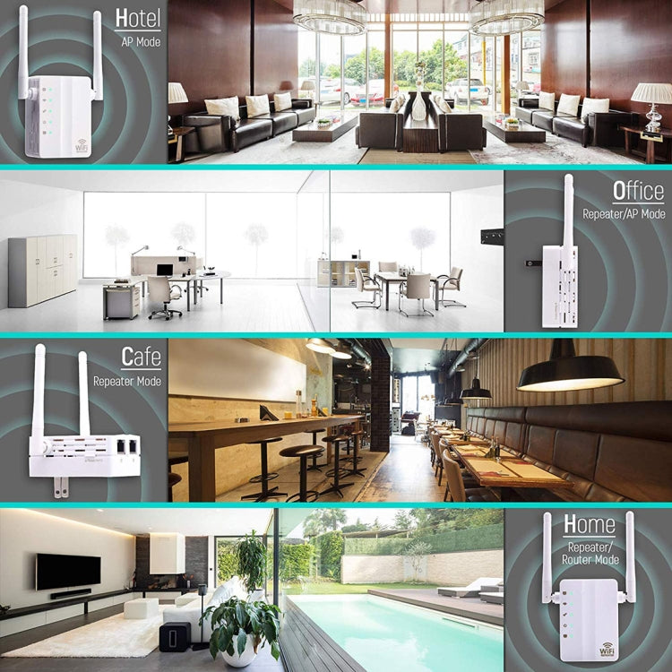 Router di rete ripetitore di segnale ripetitore WiFi Wireless-N da 300 Mbps con 2 antenne esterne, spina europea, 2 External Antenna (White), 2 External Antenna (Black)