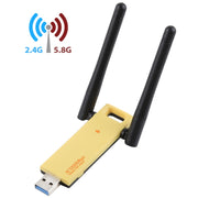 Scheda di rete esterna adattatore WiFi USB 3.0 dual band AC1200Mbps da 2,4 GHz e 5 GHz con 2 antenne esterne, AC1200Mbps USB 3.0