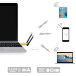 Scheda di rete esterna adattatore WiFi USB 3.0 dual band AC1200Mbps da 2,4 GHz e 5 GHz con 2 antenne esterne, AC1200Mbps USB 3.0