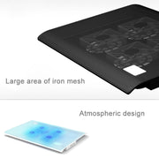 NUOXI L112A Base di raffreddamento USB per computer portatile silenzioso con quattro ventole a velocità regolabile con 2 porte USB