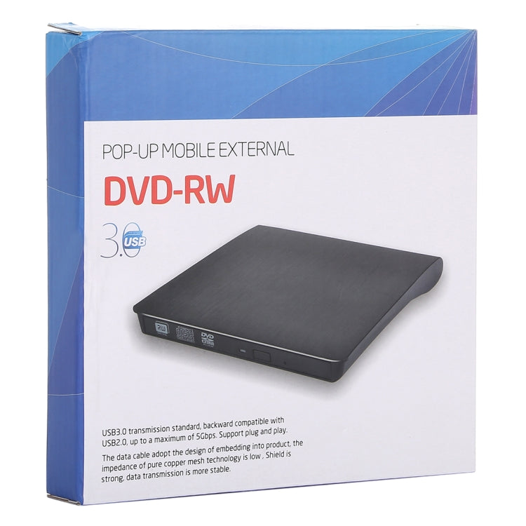 Texture spazzolata USB 3.0 POP-UP Mobile DVD-Rw esterno Unità DVD/CD riscrivibile Dispositivo ODD e HDD esterno, Brushed Texture DVD(B)