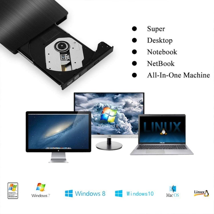 Texture spazzolata USB 3.0 POP-UP Mobile DVD-Rw esterno Unità DVD/CD riscrivibile Dispositivo ODD e HDD esterno, Brushed Texture DVD(B)