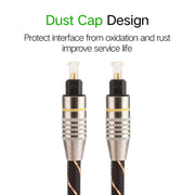 Cavo audio ottico digitale Toslink maschio a maschio con testa in metallo placcato oro da 1 m OD 6,0 mm, Length: 1m