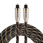 Cavo audio ottico digitale Toslink maschio a maschio con testa in metallo placcato oro da 2 m OD 6,0 mm, Length: 2m