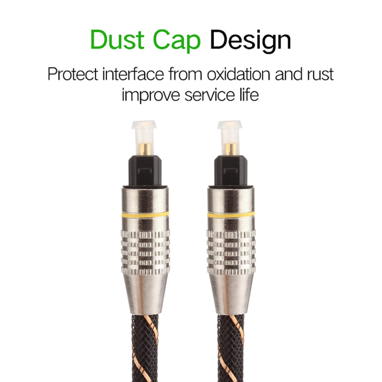 Cavo audio ottico digitale Toslink maschio a maschio con testa in metallo placcato oro da 2 m OD 6,0 mm, Length: 2m