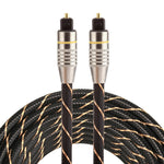Cavo audio ottico digitale Toslink maschio a maschio con testa in metallo placcato oro da 3 m OD 6,0 mm, Length: 3m