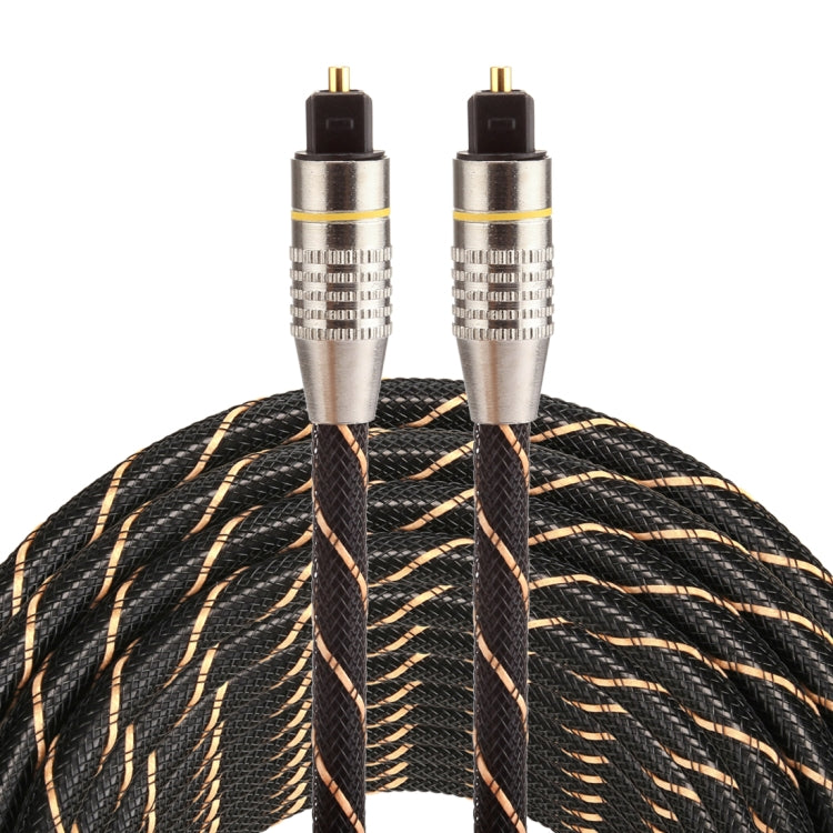 Cavo audio ottico digitale Toslink maschio a maschio con testa in metallo placcato oro da 15 m OD6.0mm, Length: 15m