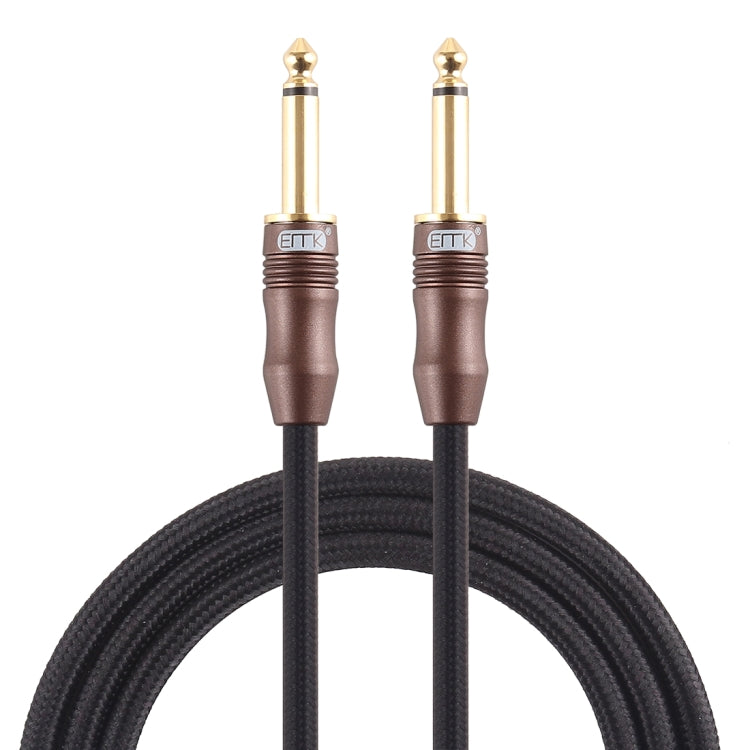 EMK 3-Section Gold Plated Plug 6.35mm Male to Male Cotton Braided Audio Cable for Guitar Amplifier Mixer, Length: 1.5m