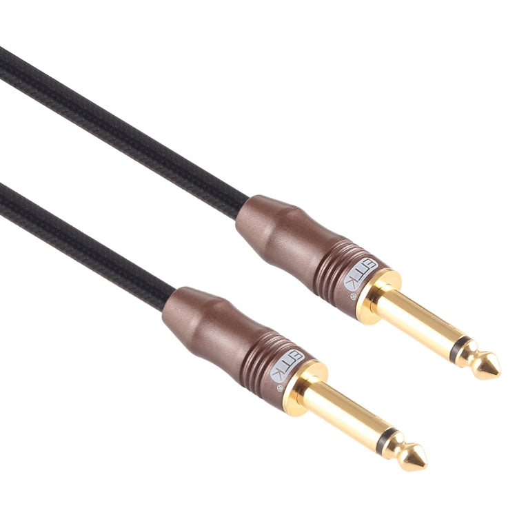 EMK 3-Section Gold Plated Plug 6.35mm Male to Male Cotton Braided Audio Cable for Guitar Amplifier Mixer, Length: 1.5m