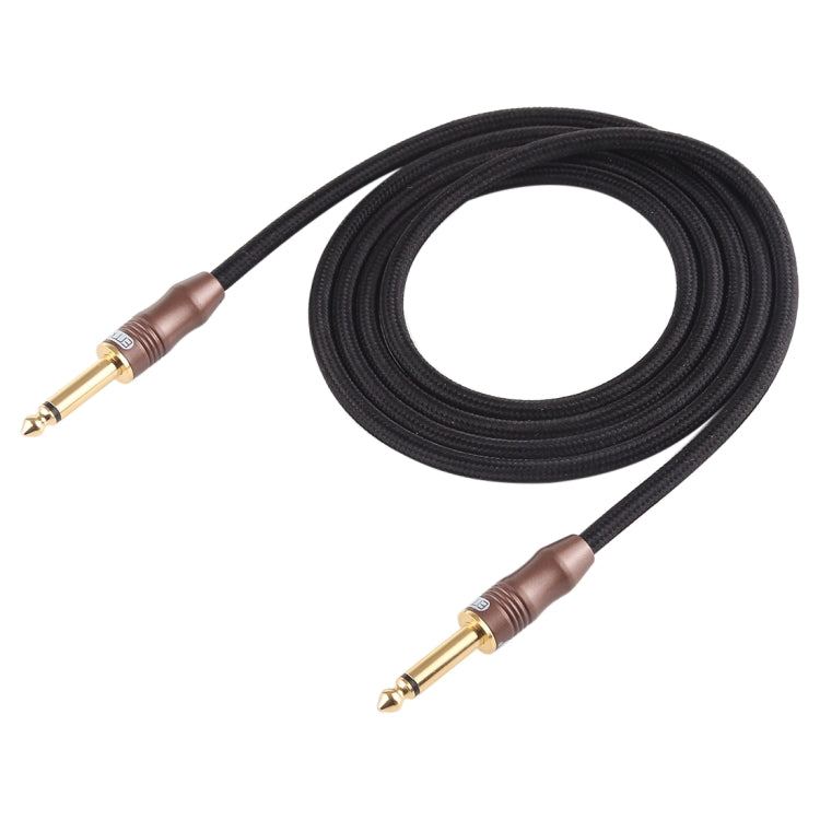 EMK 3-Section Gold Plated Plug 6.35mm Male to Male Cotton Braided Audio Cable for Guitar Amplifier Mixer, Length: 1.5m