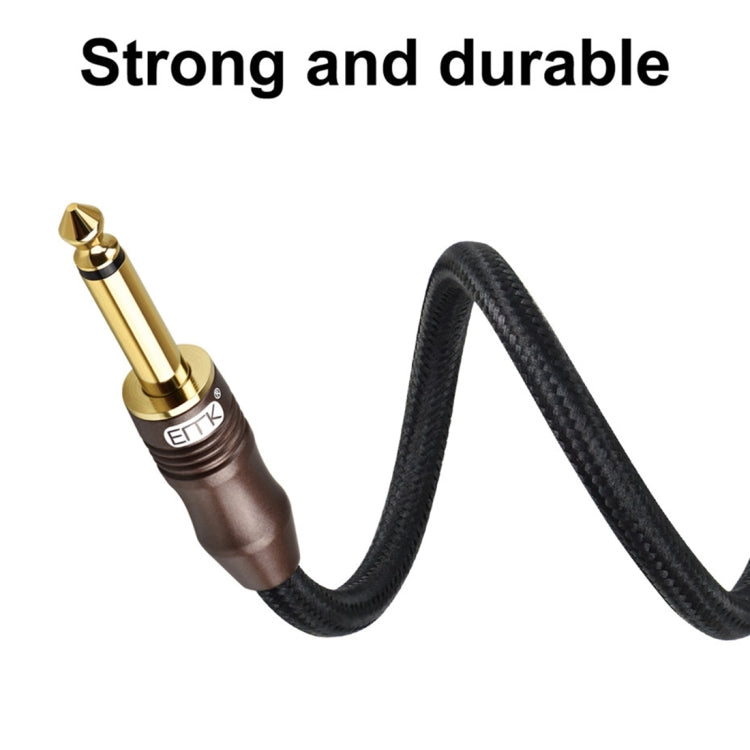 EMK 3-Section Gold Plated Plug 6.35mm Male to Male Cotton Braided Audio Cable for Guitar Amplifier Mixer, Length: 1.5m