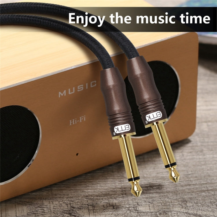 EMK 3-Section Gold Plated Plug 6.35mm Male to Male Cotton Braided Audio Cable for Guitar Amplifier Mixer, Length: 1.5m