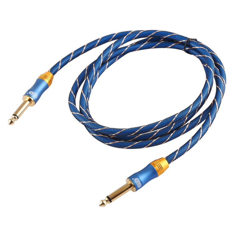 EMK 3 Section Male to Male Nylon Braided Audio Cable with Gold Plated Grille for Speaker Amplifier Mixer, Length: 1.5m