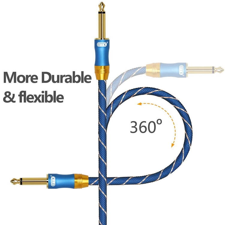 EMK 3 Section Male to Male Nylon Braided Audio Cable with Gold Plated Grille for Speaker Amplifier Mixer, Length: 1.5m