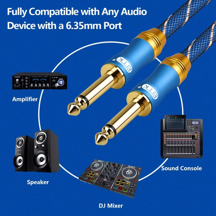 EMK 3 Section Male to Male Nylon Braided Audio Cable with Gold Plated Grille for Speaker Amplifier Mixer, Length: 1.5m