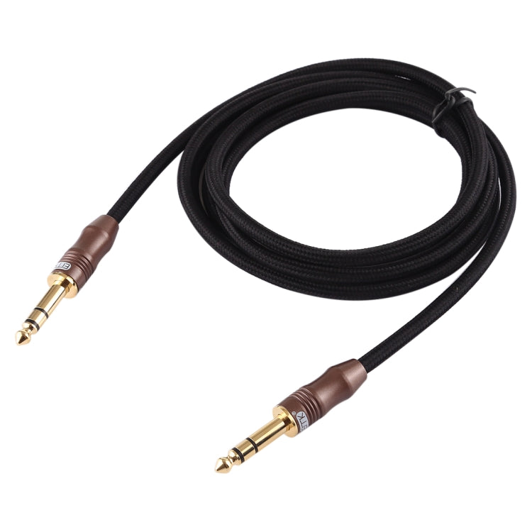 EMK 6.35mm Male to Male 4 Section Braided Cotton Audio Cable Gold Plated Plug for Guitar Amplifier Mixer, Length: 2m