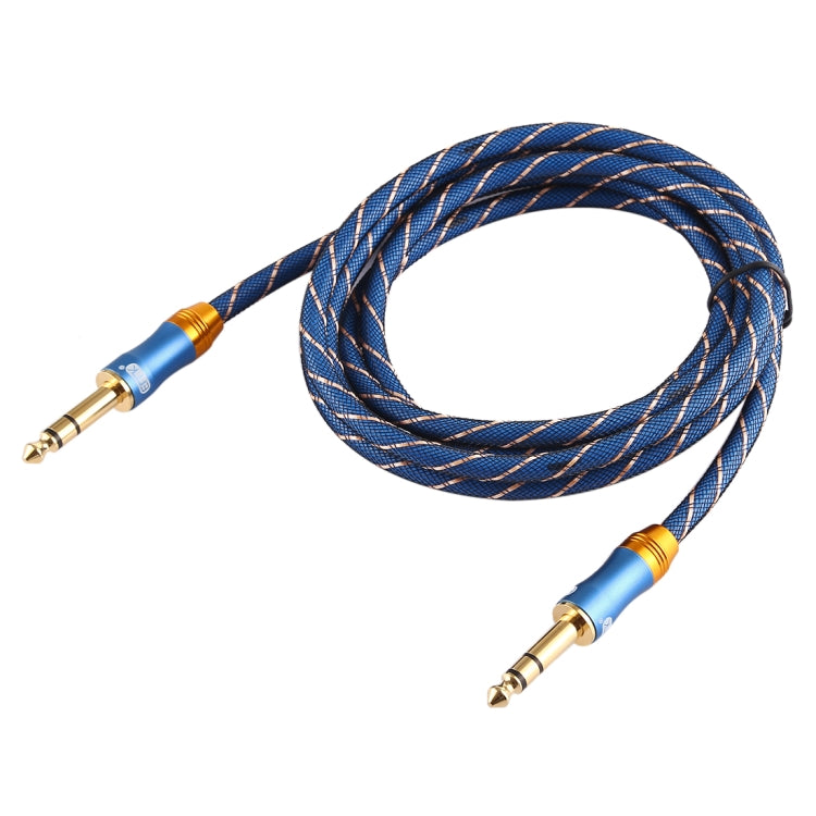 EMK 6.35mm Male to Male 4 Section Grid Braided Nylon Braided Audio Cable for Speaker Amplifier Mixer, Length: 2m