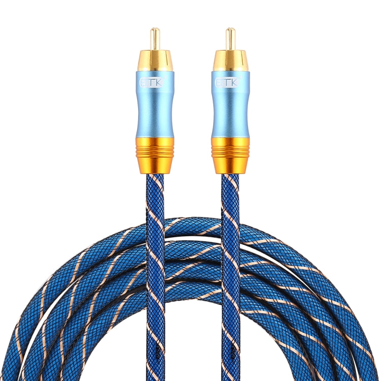 EMK 8mm RCA Male to 6mm RCA Male Gold Plated Plug Grid Nylon Braided Audio Coaxial Cable for Mixer Amplifier Speaker, Length: 2m