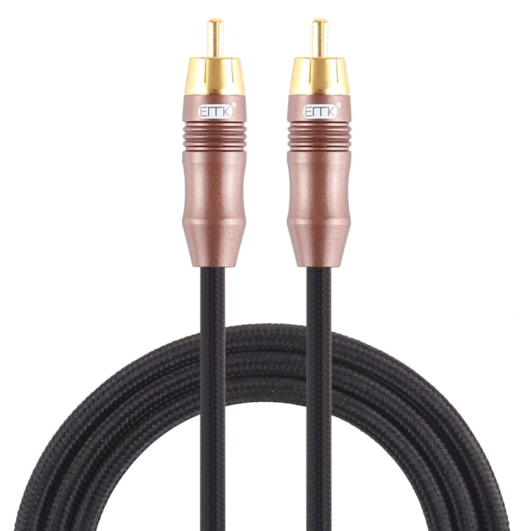 EMK Cotton Braided Audio Coaxial Cable with Gold Plated Plug 8mm RCA Male to 6mm RCA Male for Mixer Amplifier Speaker, Length: 2m