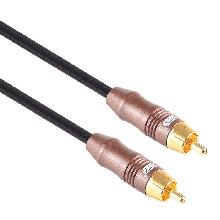 EMK Cotton Braided Audio Coaxial Cable with Gold Plated Plug 8mm RCA Male to 6mm RCA Male for Mixer Amplifier Speaker, Length: 2m