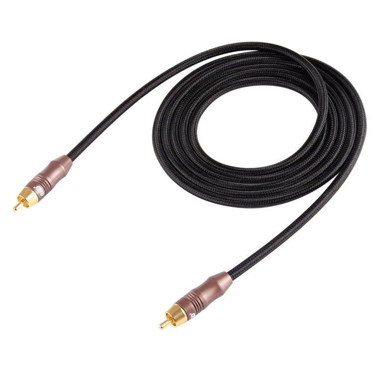 EMK Cotton Braided Audio Coaxial Cable with Gold Plated Plug 8mm RCA Male to 6mm RCA Male for Mixer Amplifier Speaker, Length: 2m