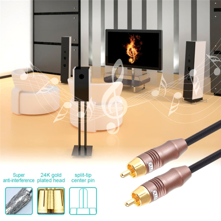 EMK Cotton Braided Audio Coaxial Cable with Gold Plated Plug 8mm RCA Male to 6mm RCA Male for Mixer Amplifier Speaker, Length: 2m